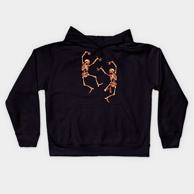 Dancing Skeletons - Playful Halloween Illustration Kids Hoodie by Mr.PopArts